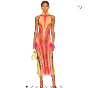 Serenity Midi Dress in Neon Watercolor
